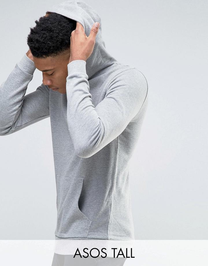 Asos Tall Hoodie In Gray Marl - Gray