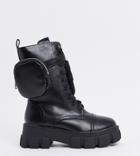 Public Desire Wide Fit Intention Chunky Boot With Pouch In Black