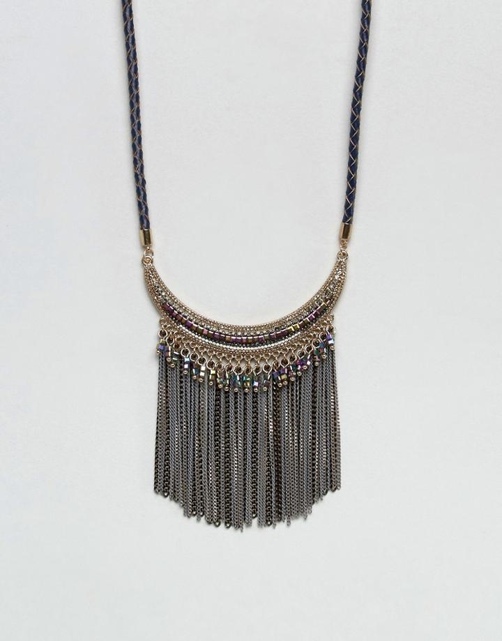 Nylon Festival Statement Fringe Festival Necklace - Black