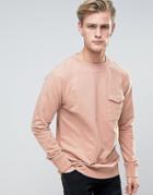Another Influence Woven Pocket Sweat Sweater - Pink