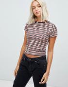 Asos Design Skinny T-shirt In Stripe Rib - Multi