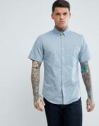 Farah Steen Slim Fit Short Sleeve Textured Oxford Shirt In Gray - Gray
