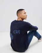 Le Breve Long Sleeve Dragon Print Top - Navy