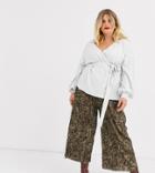 Asos Design Curve Snake Print Plisse Culotte-multi