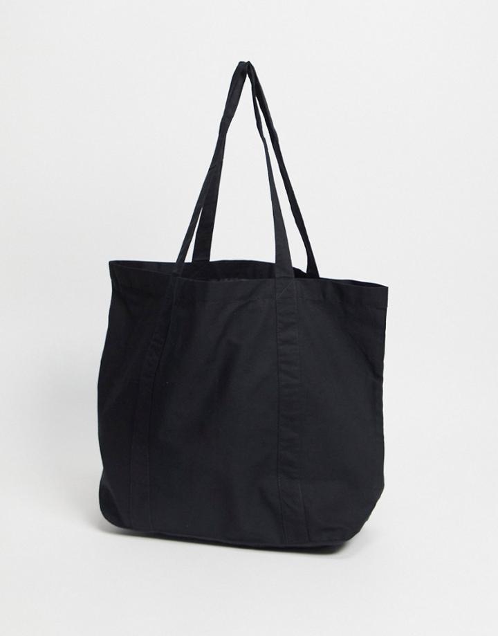 Asos Design Oversized Organic Cotton Tote Bag In Black