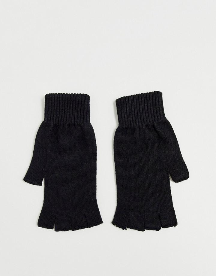 Asos Design Fingerless Gloves In Recycled Polyester In Black
