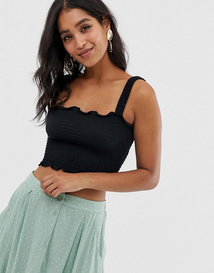 Vila Smock Detail Cami Top - Black