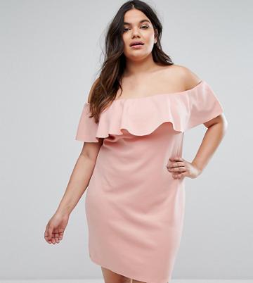 Be Jealous Plus Bardot Dress - Pink