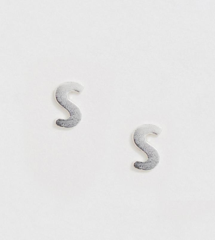 Kingsley Ryan Sterling Silver S Initial Stud Earrings - Silver