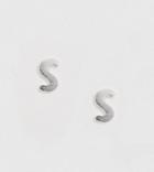 Kingsley Ryan Sterling Silver S Initial Stud Earrings - Silver