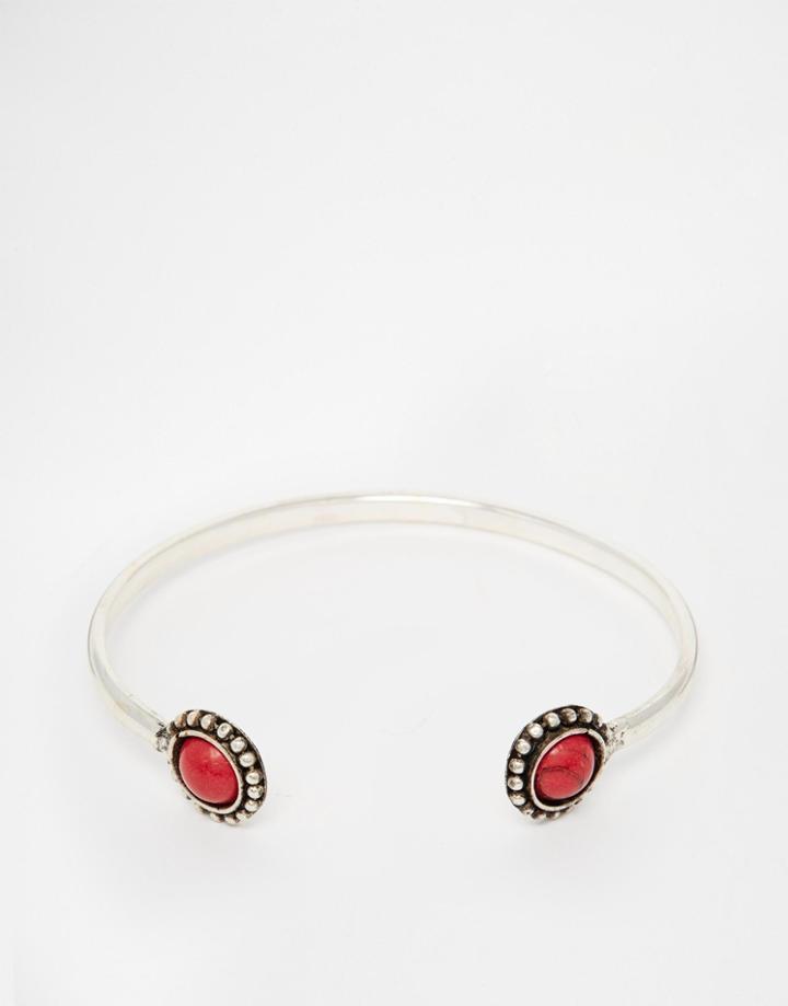 Asos Earth Stone Open Arm Cuff - Red
