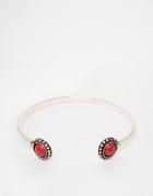 Asos Earth Stone Open Arm Cuff - Red
