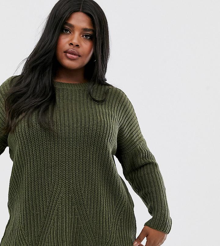 Only Curve Rib Knitted Sweater - Green