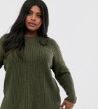 Only Curve Rib Knitted Sweater - Green