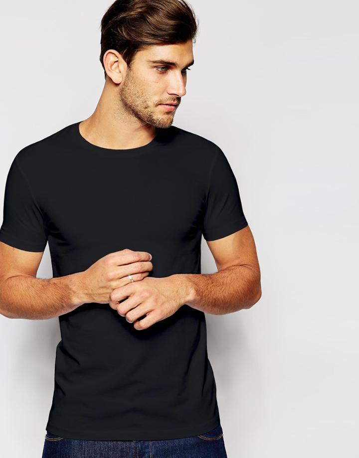 Asos Muscle T-shirt With Crew Neck And Stretch - Black
