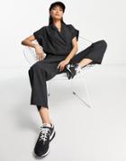 Asos Design Cupro Double Breasted Jumpsuit In Black