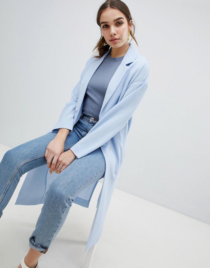 Monki Lightweight Duster Coat - Blue