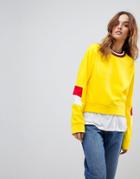 Tommy Hilfiger Sleeve Panel Sweat With Stripe Neck - Yellow