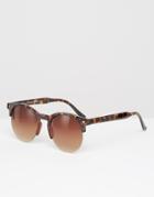 7x Tortoise Half Frame Sunglasses - Brown