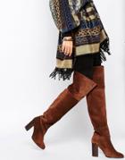 Mango Suede Over The Knee Boot - Brown