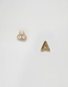 Orelia Stud Earrings With Initial A - Gold