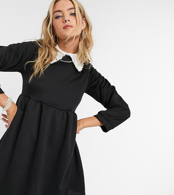 Rokoko Relaxed Sweatshirt Smock Dress-black