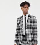 Heart & Dagger Skinny Blazer In Black Bold Check - Black