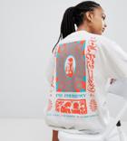 Crooked Tongues Oversized T-shirt In White With Psy Frequency Print - White