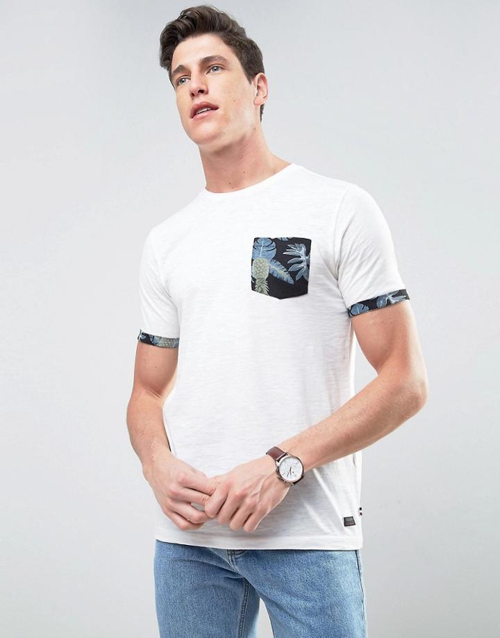 Produkt T-shirt With Contrast Printed Pocket - White