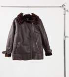 New Look Curve Faux-fur Trim Aviator Jacket In Dark Brown