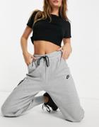 Nike Tech Fleece High-waisted Cuffed Sweatpants In Gray Heather