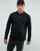 Brave Soul Long Sleeve Pique Polo Shirt - Black