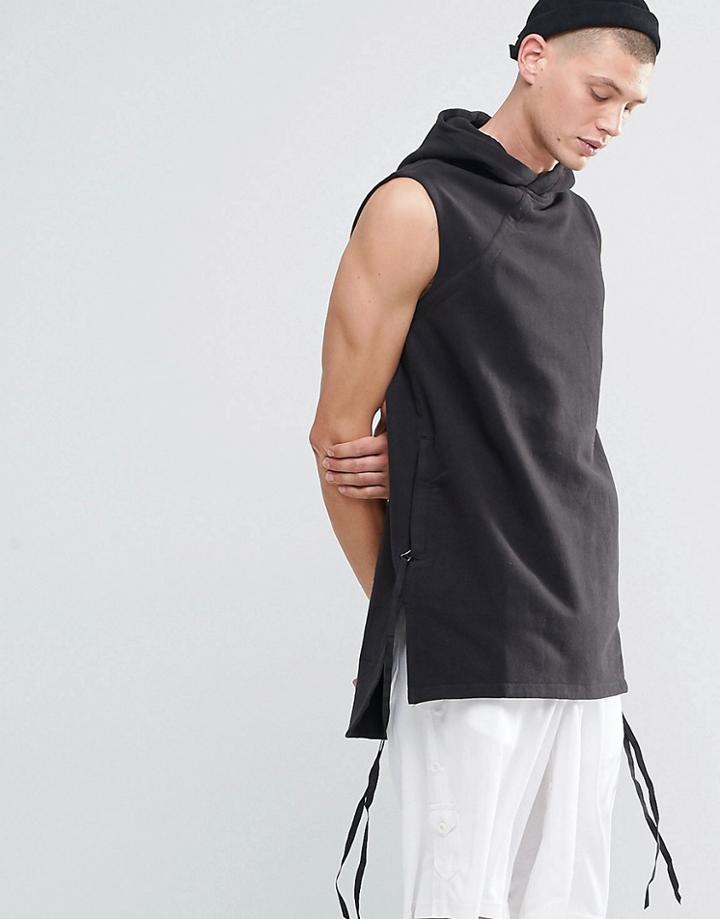 Maharishi Long Hooded Sweat Vest - Black