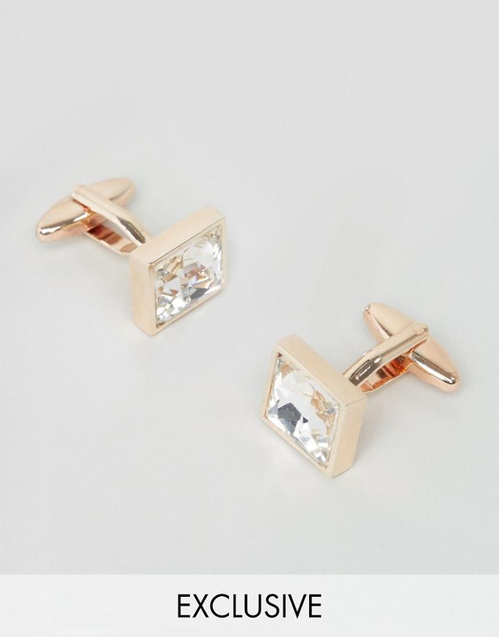 Designb Crystal Square Cufflinks In Gold - Gold