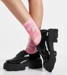 Asos Design Wide Fit Mall Chunky Lace Up Flat Shoes In Black