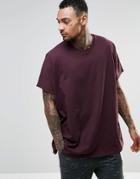 Asos Extreme Oversized T-shirt In Oxblood - Oxblood