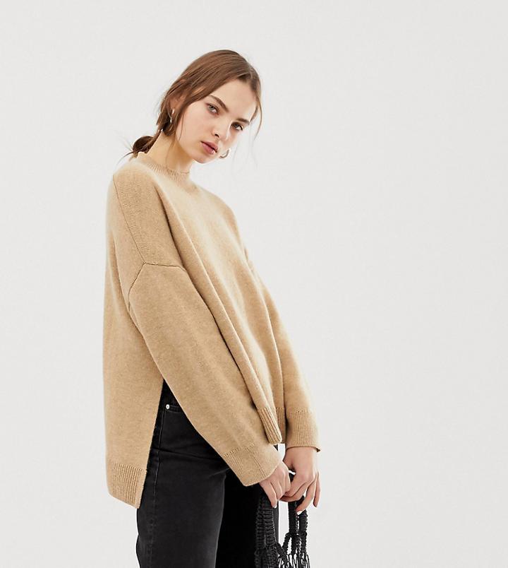 Weekday High Neck Sweater In Beige - Beige