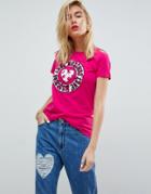 Love Moschino Globve Heart Logo T-shirt - Pink