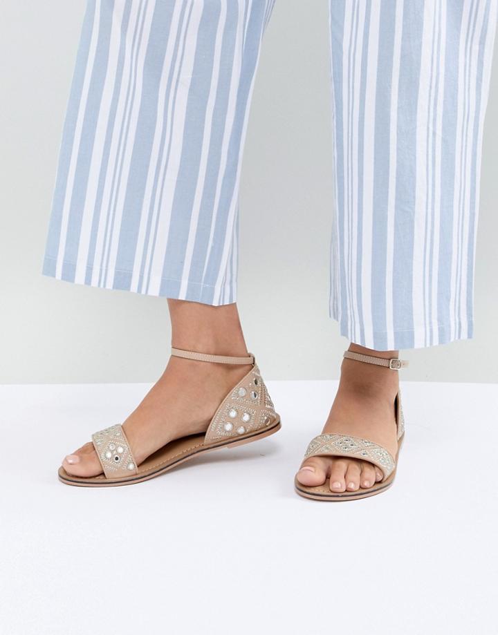 Accessorize Marissa Pink Mirrored Flat Sandals - Pink
