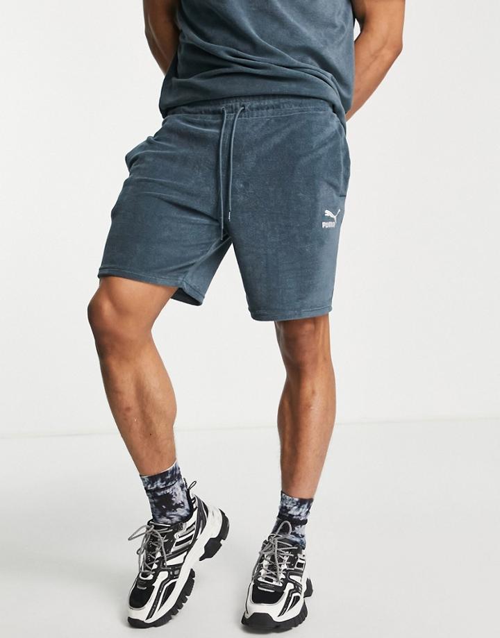 Puma Classics Towelling Shorts In Navy