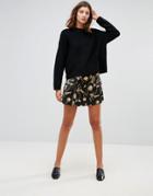 Just Female Elay Purnt Floral Print Skirt - Navy