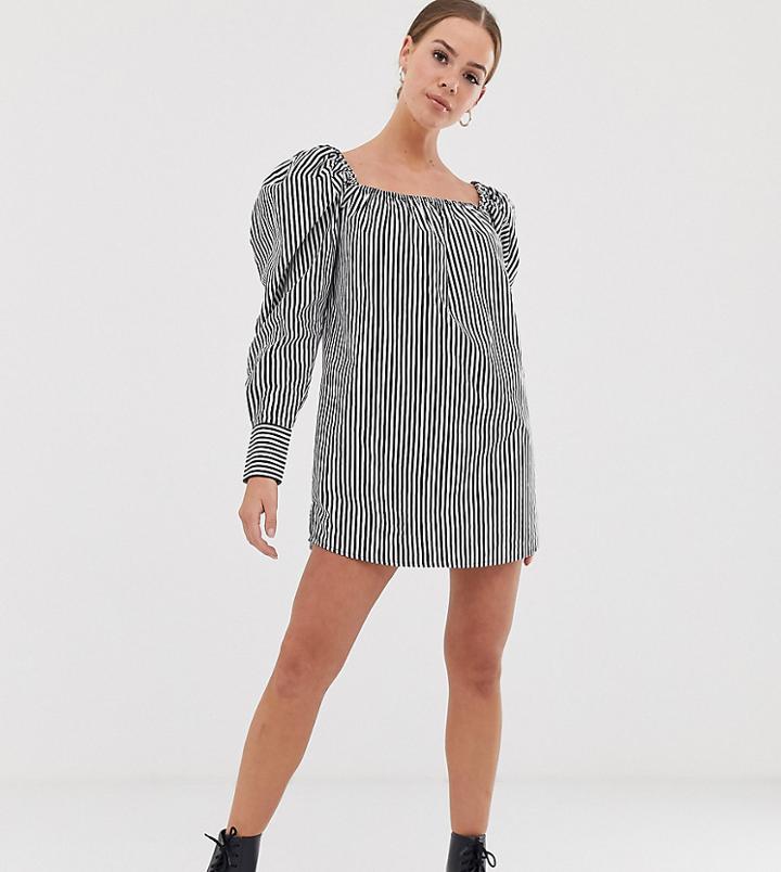 Collusion Stripe Puff Shoulder Mini Smock Dress - Multi
