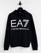 Armani Ea7 Train Large Ea7 Logo Overhead French Terry Hoodie In Black