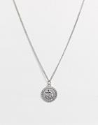 Asos Design Necklace With St Christopher Coin Pendant In Silver Tone