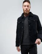 Asos Fully Fleece Lined Cord Jacket In Black - Black