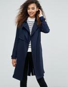 Mbym Faux Suede Belted Coat - Navy