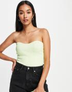 Topshop Knit Bandeau Top In Lime-green