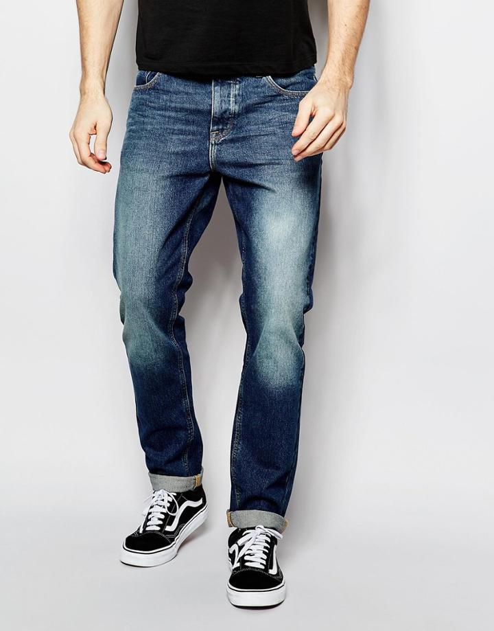 Asos Slim Jeans In Mid Wash - Mid Blue