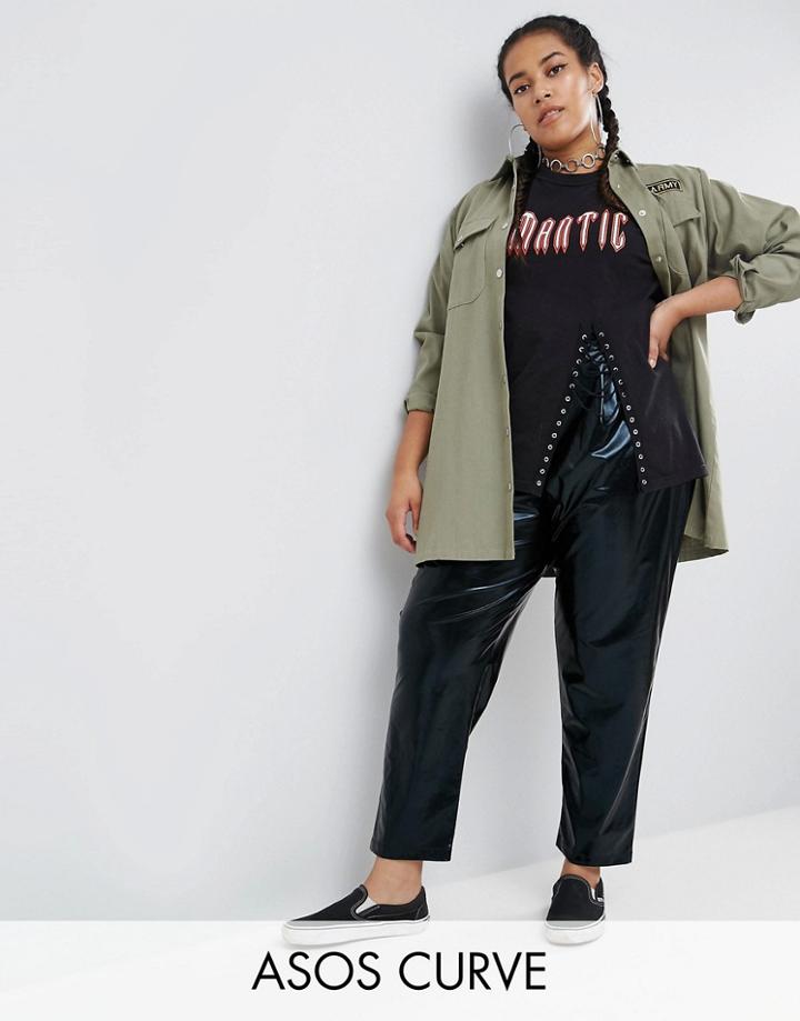 Asos Curve Lacquered Peg Pants - Black