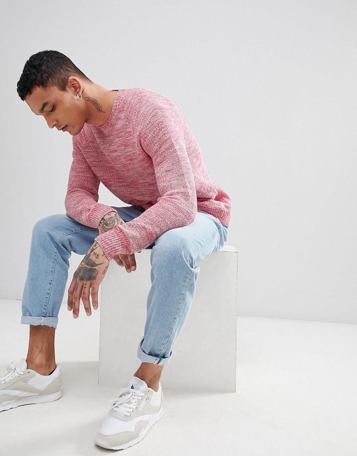 Weekday Cave Melange Sweater - Red